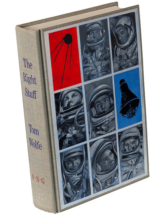 Part of Dave's Recover project - "To Do Battle in the Heavens", Oil on book (The Right Stuff by Tom Wolfe, 1979 1st Edition)